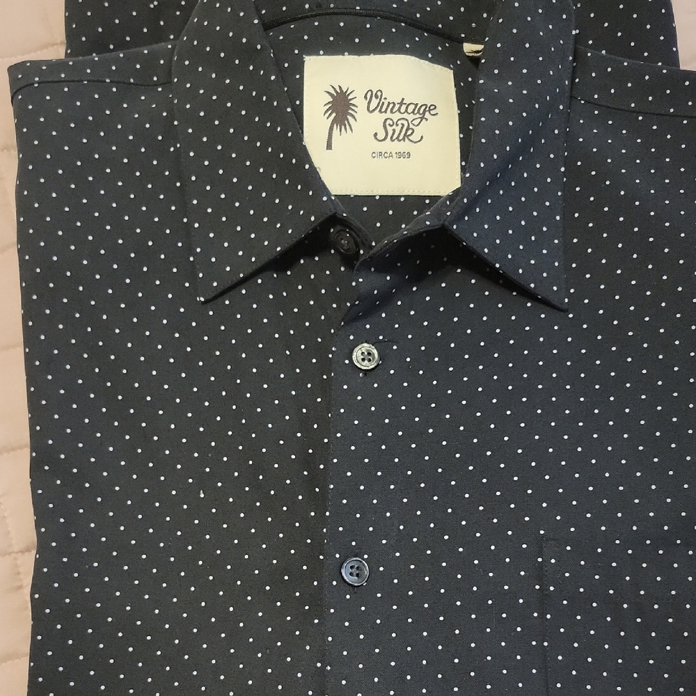 Vintage Navy Polka Dot Men's Shirt